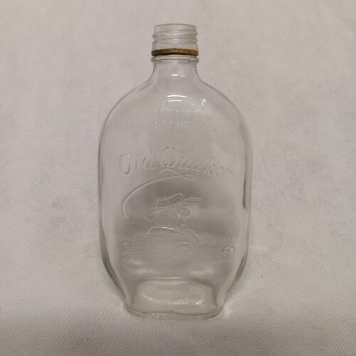 Old Quaker Whiskey Bottle Glass Embossed Label 1940 Owens Illinois - $9.95