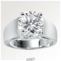 Women's 10mm Cubic Zirconia Solitaire Ring Size 7 Silver Sterling Silver - £52.37 GBP