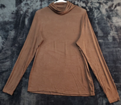 Girl with Curves T Shirt Top Womens Large Brown Knit Modal Long Sleeve Cowl Neck - £13.58 GBP
