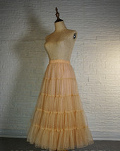 Gold Layered Tulle Skirt Women A-line Plus Size Sparkle Tiered Tulle Skirts image 3
