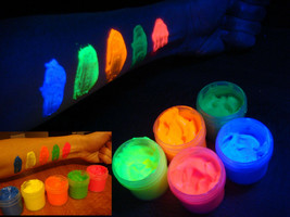 5 color set UV fluorescent body paint non-toxic blacklight neon glow makeup - £5.30 GBP+