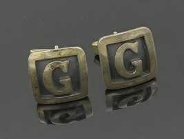 Rancho Alegro Taxco 925 Silver - Vintage Oxidized G Initial Cufflinks - TR2965 - £57.52 GBP