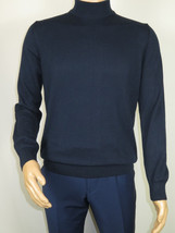 Men's Sweater Knit By BRANGO Turkey Mock Neck Cotton Blend 21050 Navy Blue image 5