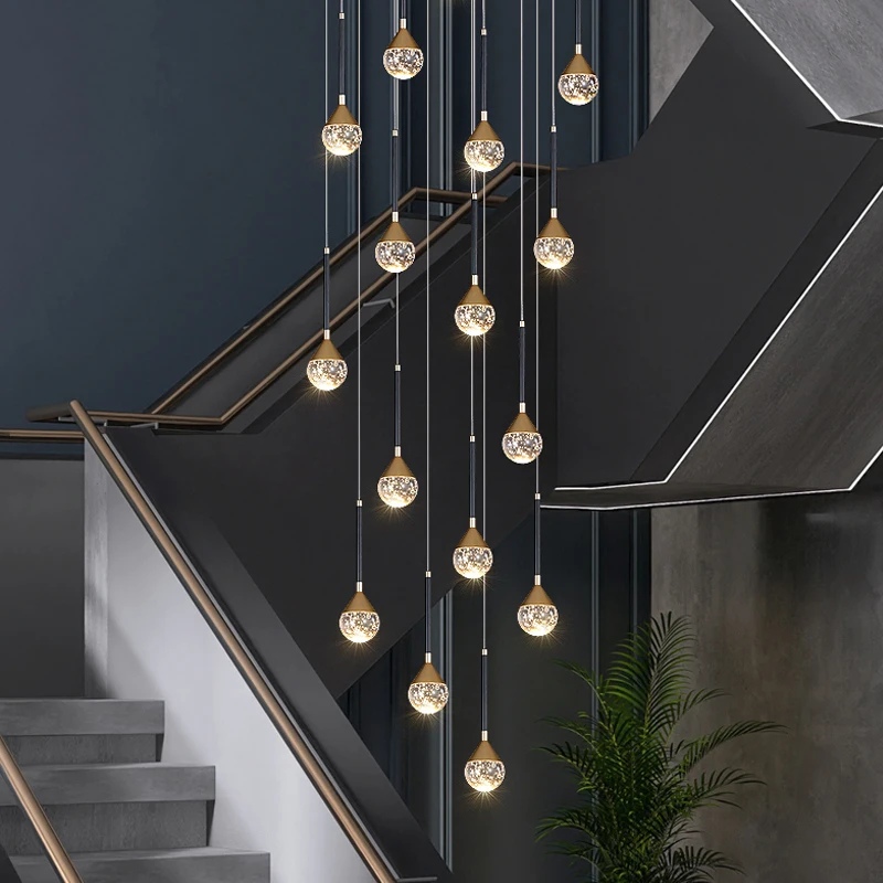 Nterior lighting loft chandelier modern spherical living room designer stair chandelier thumb200
