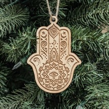 Ornament - Hamsa Hand - Raw Wood 4x3in - £11.80 GBP