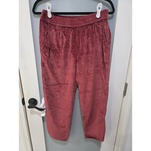 Madewell Red Velour Lounge Pants Size S Soft Pull-On Relaxed Fit Tapered... - $551.21 MXN