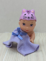 Just Play Lauer Toys Wee Water Babies Doll with Pink Kitty Cat Hat 7&quot; - £6.87 GBP