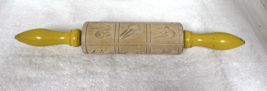 Vintage Yellow Wood Embossed Birds Ducks Tracks Springerle Cookie Rollin... - $24.26