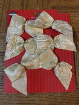 December Home Christmas Bow Gold And Cream - $14.73