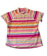 Lands End Girls Striped Short-Sleeve Rash Guard Swim Shirt M 10-12 Polye... - €12,42 EUR