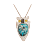 White Wolf Black Wolf Cyan Totem Stone Spear Pendant Necklace - New - $16.99