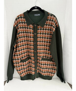 PJ Paul Jones XL Vintage Argyle  Cardigan Sweater Collar Button Down Gra... - $24.95