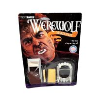 Vintage Werewolf Halloween Make Up Kit Fangs Technifaces Paper Magic Gro... - $16.24
