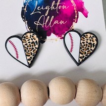 Baseball Leopard Heart Stud Earrings - €11,95 EUR
