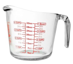 4 cup MEASURING CUP Clear Glass 32oz quart liter mL bowl Anchor Hocking 55178OL9 - £27.95 GBP