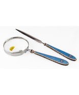 Argent Émail Guilloché Agrandissant Verre Et Ouvre-Lettre Ensemble Sheff... - €814,31 EUR