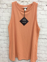 Womens Plus Size Rib-Knit Pullover Tank Top Ava &amp; Viv Orange Coral X 14W NWT - £5.53 GBP