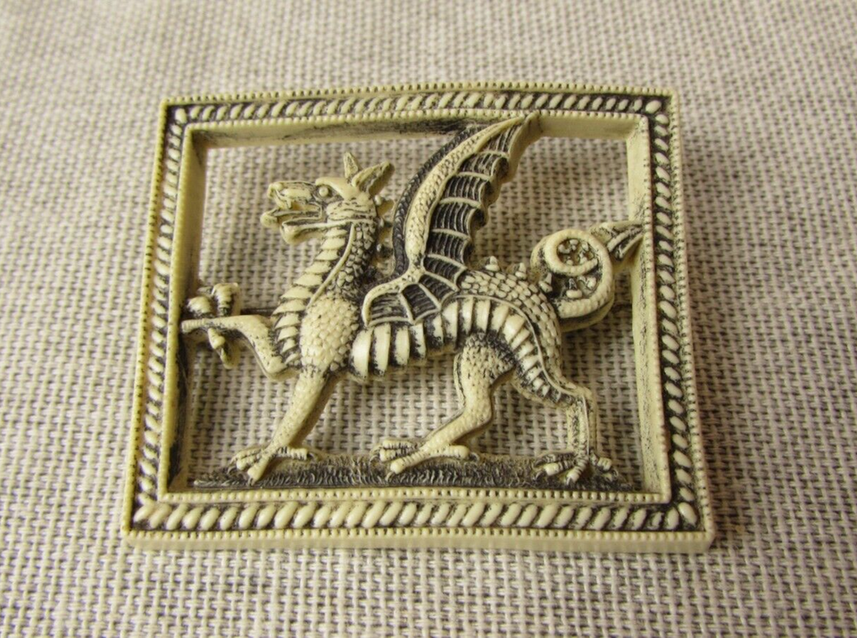 1940&#39;s Vintage Celluloid Dragon Brooch - $28.36