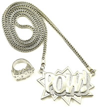 Pow Set Neu Anhänger Halskette 91.4cm Franco Stil Kette Mit Ring - $38.20