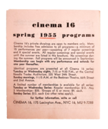1955 Cinema 16 Spring Season Schedule Program Mini Brochure Original NYC... - $373.69 MXN