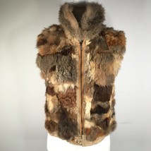 Vintage 50s Neiman Marcus Fur Vest Jacket Womens 6 Brown Reversible Patchwork - £109.90 GBP