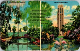 The Singing Tower Flamingo and Cypress Gardens Florida  Vintage Postcard  (D7) - £4.56 GBP