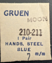 1 Pair / Set Of NOS Gruen 210-211 Blue Steel - Moon - Wrist Watch Hands 7mm - £12.48 GBP