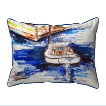Betsy Drake Sailboat &amp; Dock Small Pillow 11x14 - £39.65 GBP