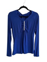 ATHLETA Womens Top Blue PUMP IT UP Long Sleeve Striped Athletic Shirt Sz M - £9.75 GBP