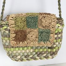 Cappelli Straworld Teal Tan Green Crocheted Straw Raffia Purse Handbag F... - $22.49