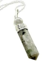 Moonstone Necklace Crystal Pendant Gemstone Goddess Stone &amp; Quartz Top 18&quot; Chain - £13.43 GBP