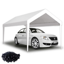 12x20ft Waterproof Carport Canopy Cover, UV Protected Tarp, White - $104.17