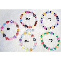 Multi Color Flowers Boutique Bead Stretch Bracelet - $7.99