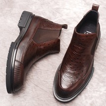Vintage Ankle Boots Men Casual Leather Black Brown Slip On Pointy Dress ... - £228.78 GBP