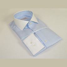 Mens 100% Italian Cotton Shirt High Quality Non Iron SORRENTO Turkey 4442 Blue image 7