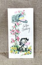 Ephemera Vintage Satin Splendor Greeting Card Puppy Dog With Letter At M... - $9.90