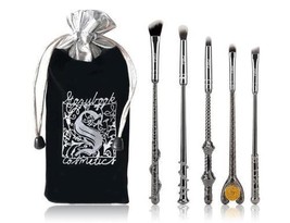 New 5pc Black Metal Harry Potter Wizard Wand Vanity Makeup Brush Set - Us Seller - £13.40 GBP