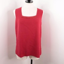 Mercer Street Studio Women&#39;s XL Red Stretch Knit Sequin Trim Sleeveless Sweater - £5.49 GBP