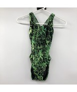 Speedo Green Black Bathing Suit Womens 30 Used One Piece Racerback - £12.58 GBP