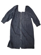 Black Denim Midi Dress Front Zip Sz 20-22W Goth Baddie Edgy Fall Work Ha... - $19.68