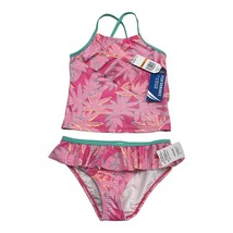 Nautica Girls 7 Palm Tree Print Bikini Swimming Suit Two-Piece Carmine Rose - €19,36 EUR