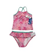 Nautica Girls 7 Palm Tree Print Bikini Swimming Suit Two-Piece Carmine Rose - £17.75 GBP