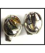Vintage Mexican 980 Sterling Silver Abalone Inlay Cuff Links Signed RAK - €30,39 EUR