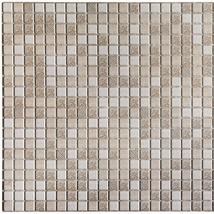 Dundee Deco PG7054 Brown Beige Faux Distressed Squares Mosaic, 3.1 ft x 1.6 ft,  - $9.79+