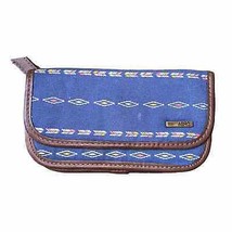 AERO Aeropostale Aztec Print Canvas Leather fold over Snap Closure wallet blue - £13.74 GBP