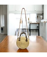 Poolside Women&#39;s Beige Woven Straw Leather Pony Hair Trim Purse Removabl... - $67.68 CAD