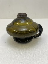 Antique OIL LAMP Blown Glass SPANISH cast mold amber studio applied hand... - $190.20 MXN