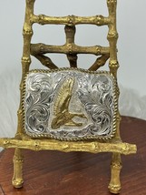 Vintage Crumrine Silver Plated Gold Toned Western Wear Belt Buckle 3” - $44.99