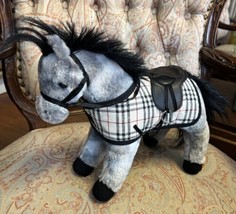 Douglas Cuddle Toy Collectible Plush Horse 11” Pony Gray Plaid Blnkt Saddle asis - £19.58 GBP