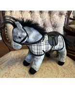 Douglas Cuddle Toy Collectible Plush Horse 11” Pony Gray Plaid Blnkt Sad... - $33.42 CAD